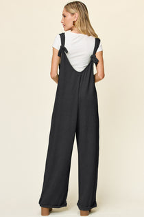 Texture Sleeveless Wide Leg Jumpsuit