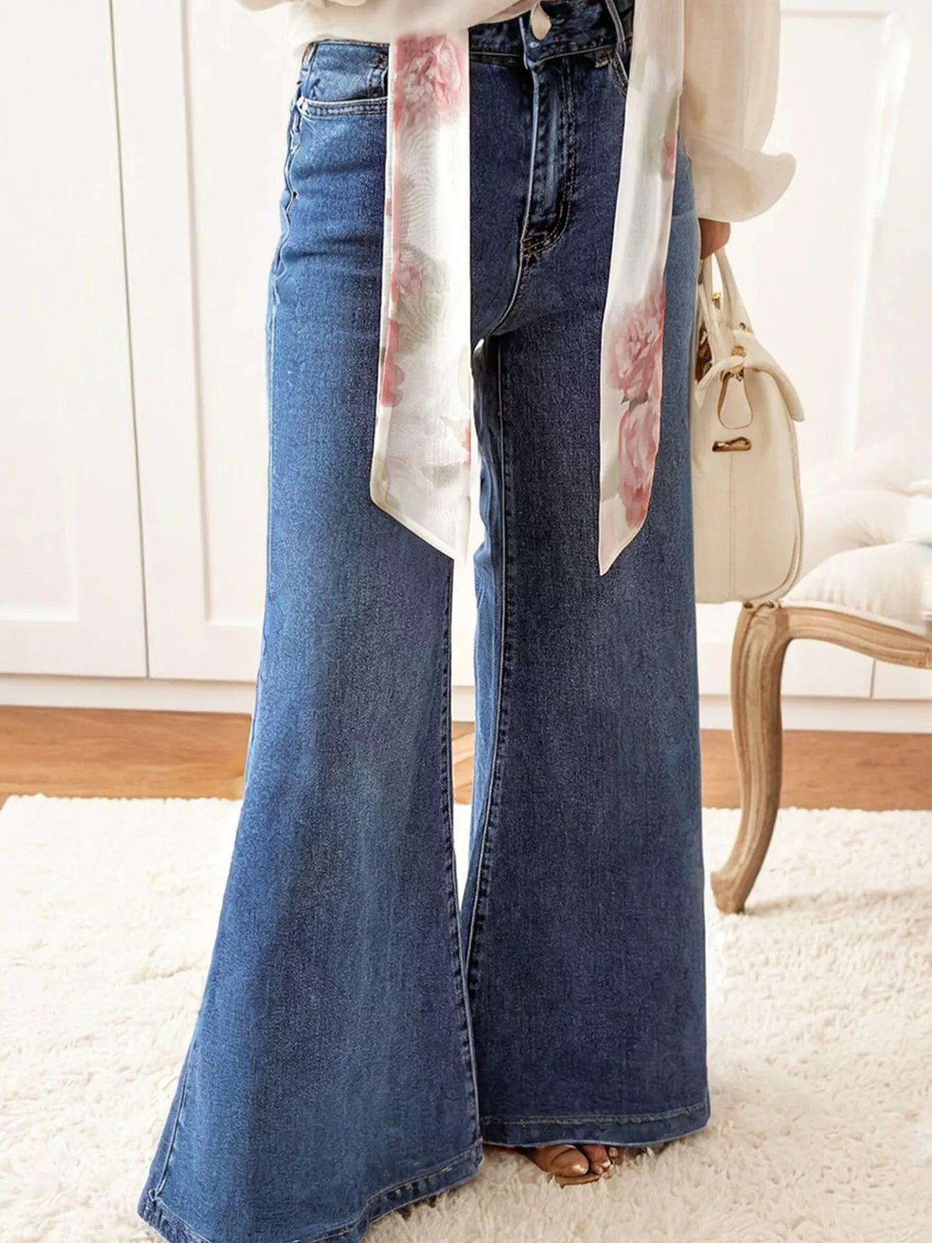 High Waist Button Zip Flare Leg Jeans Secondary image
