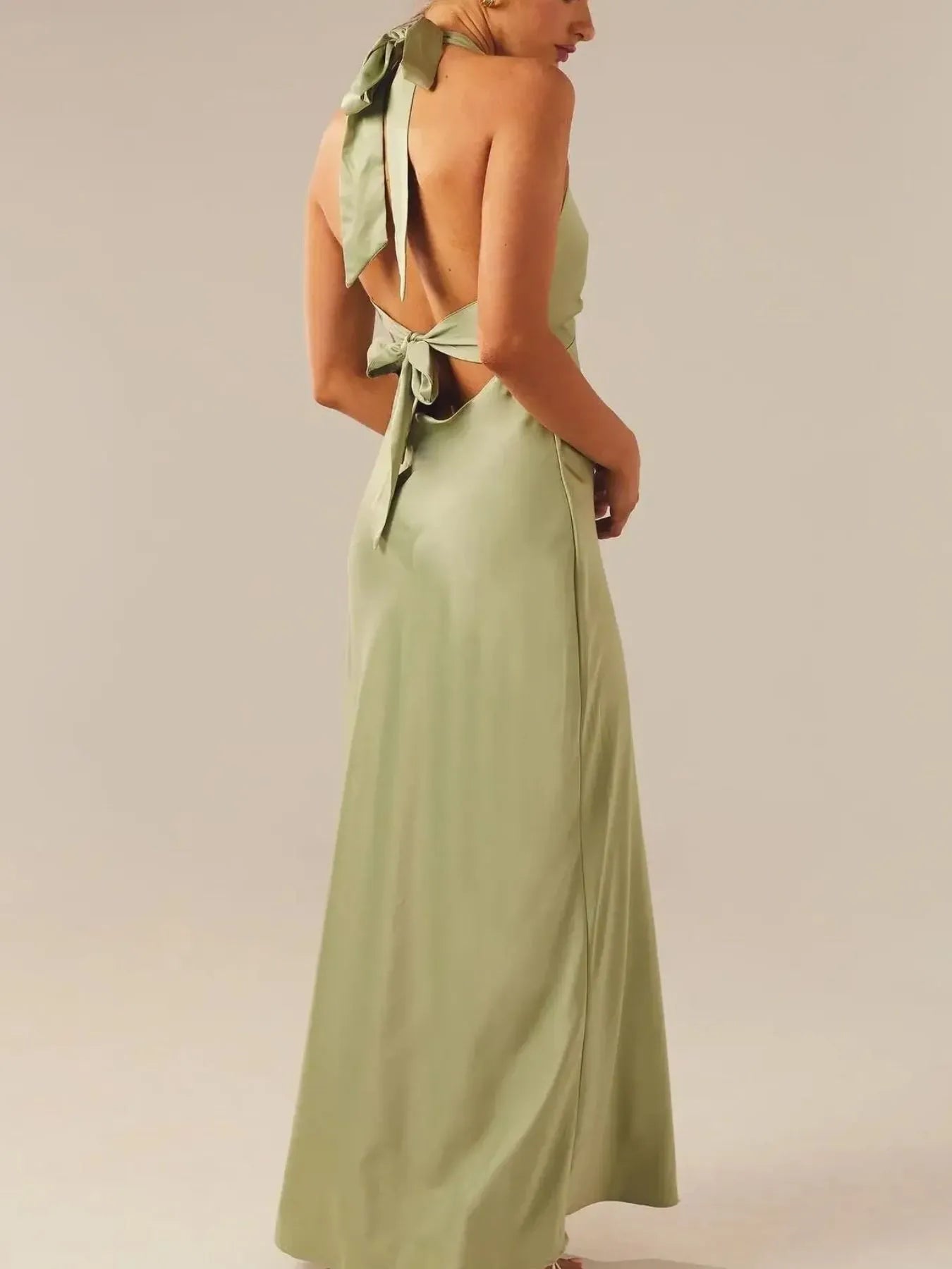 Halter Neck Wrap Maxi Dress with Adjustable Tie Secondary image