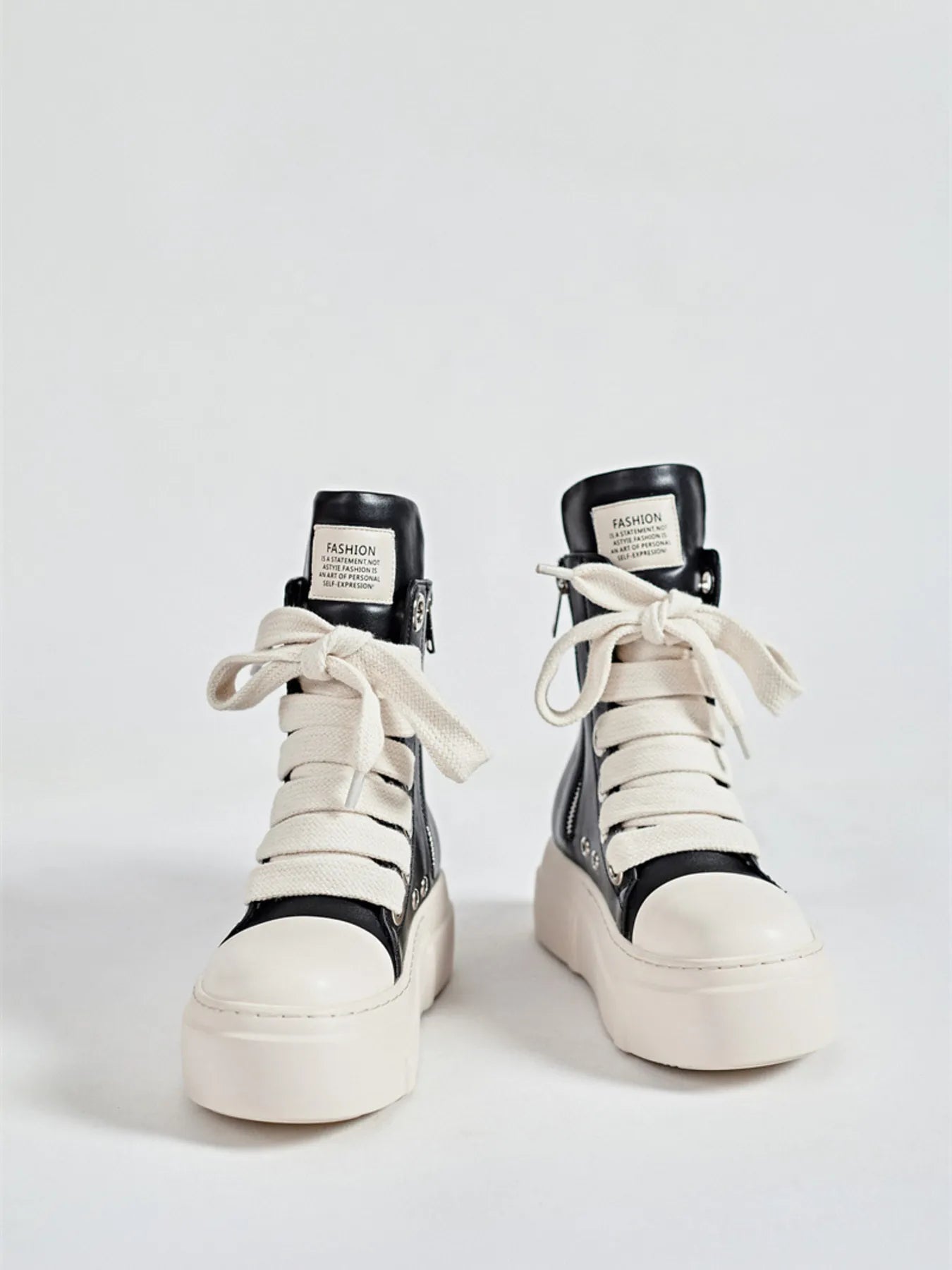 Platform Lace-Up Sneakers with Contrast Details Secondary image