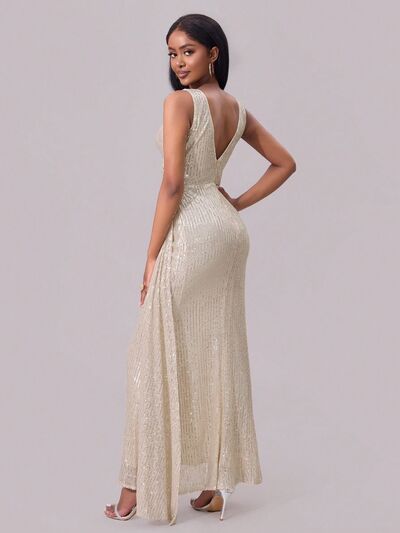 Slit Sequin Surplice Sleeveless Maxi Dress Secondary image