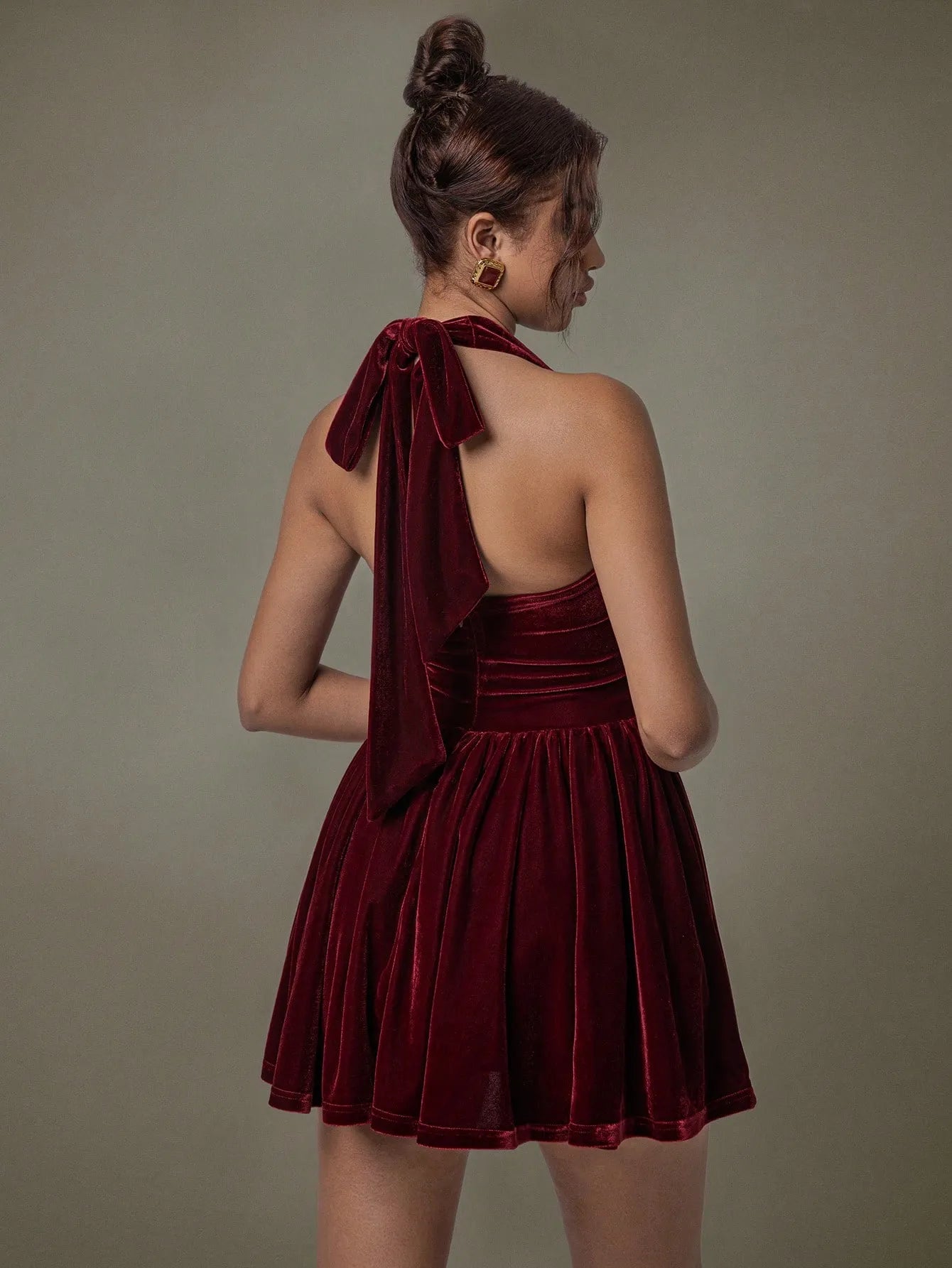 Velvet Halter Skater Dress Secondary image