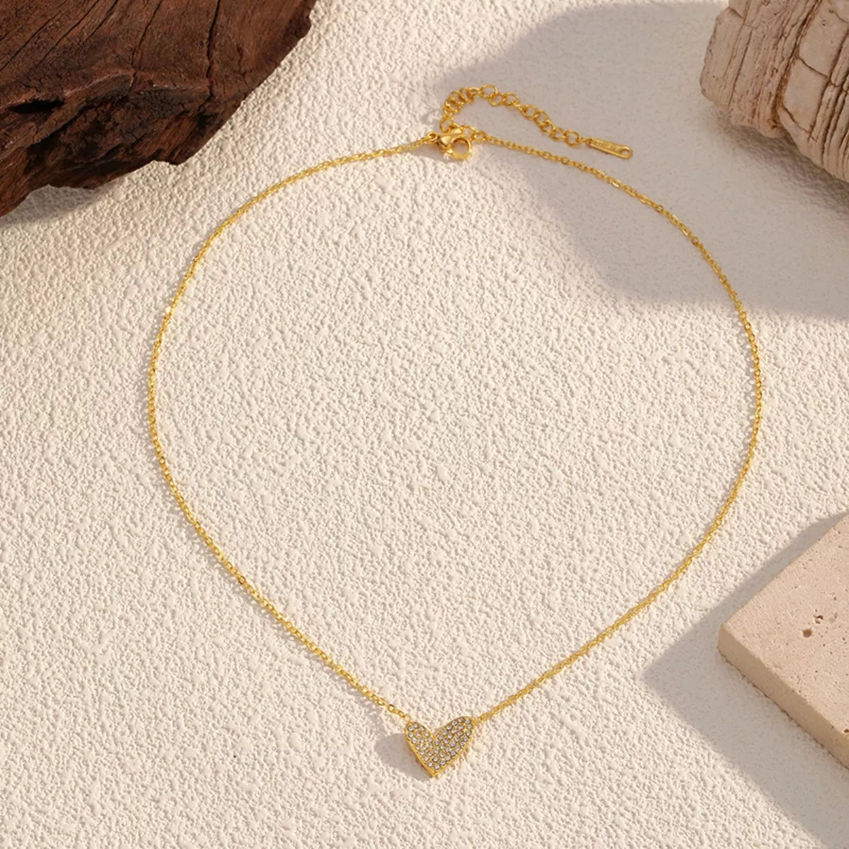Gold-Plated Rhinestone Heart Necklace Secondary image