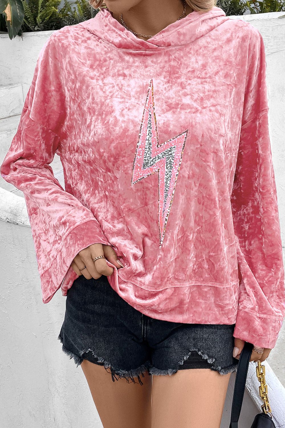 Thunderbolt Sequin Long Sleeve Hoodie Secondary image