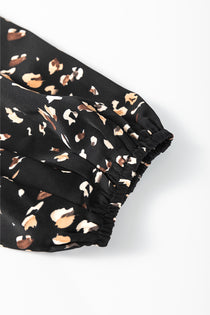Printed Mock Neck Blouse with Balloon Sleeves