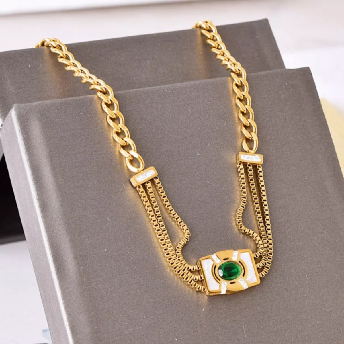 Gold Plated Geometric Necklace Secondary image