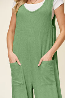 Texture Sleeveless Wide Leg Jumpsuit