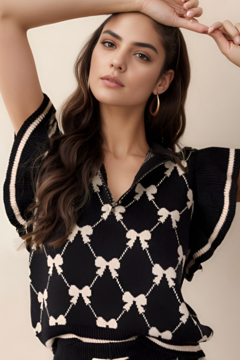 Bow Half Zip Sweater Vest Main image