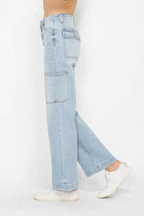 High Waist Straight Cargo Jeans