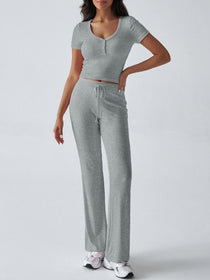 Short Sleeve Top and Drawstring Pants Set