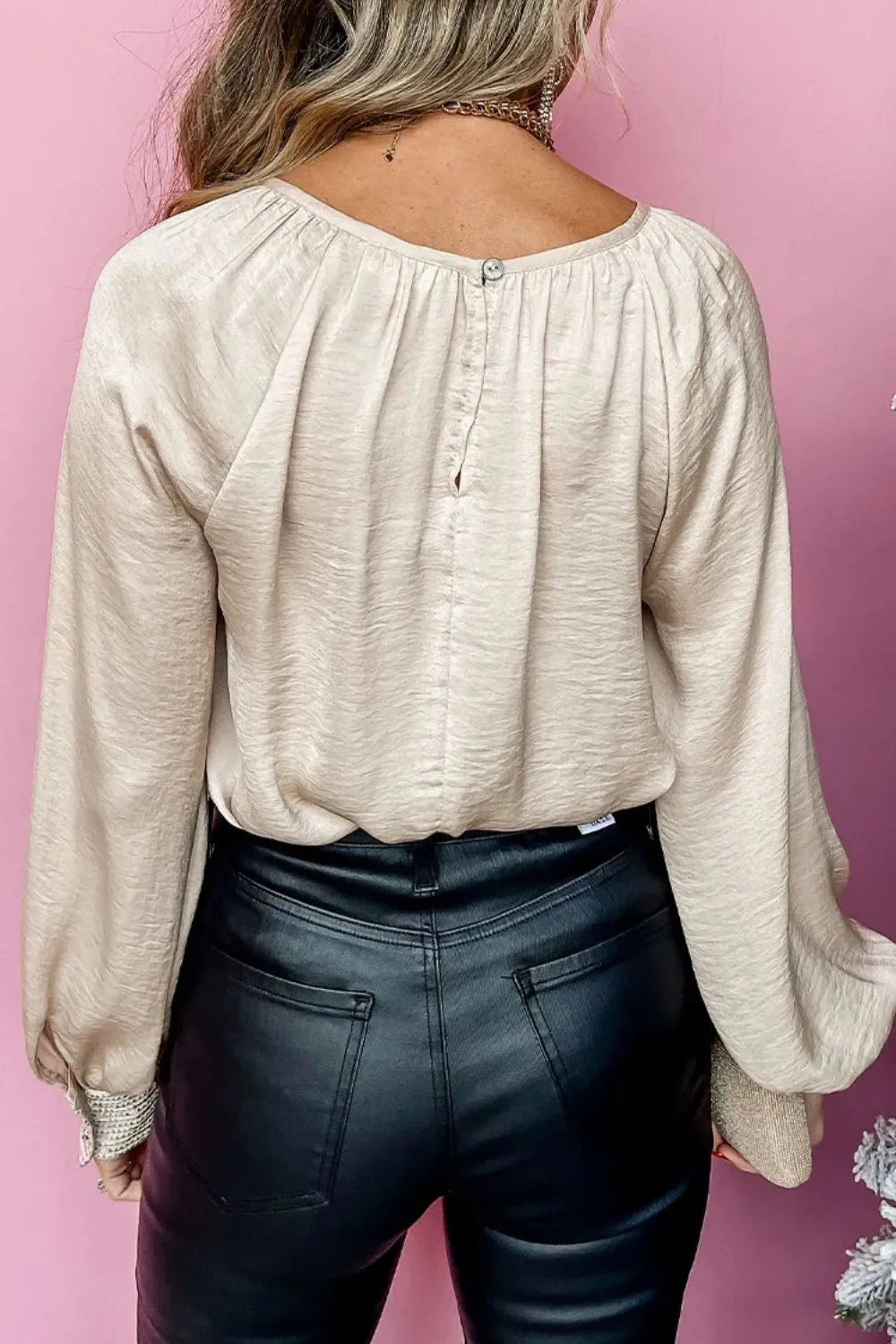 Sequin Round Neck Long Sleeve Blouse Secondary image