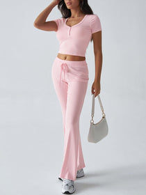 Short Sleeve Top and Drawstring Pants Set