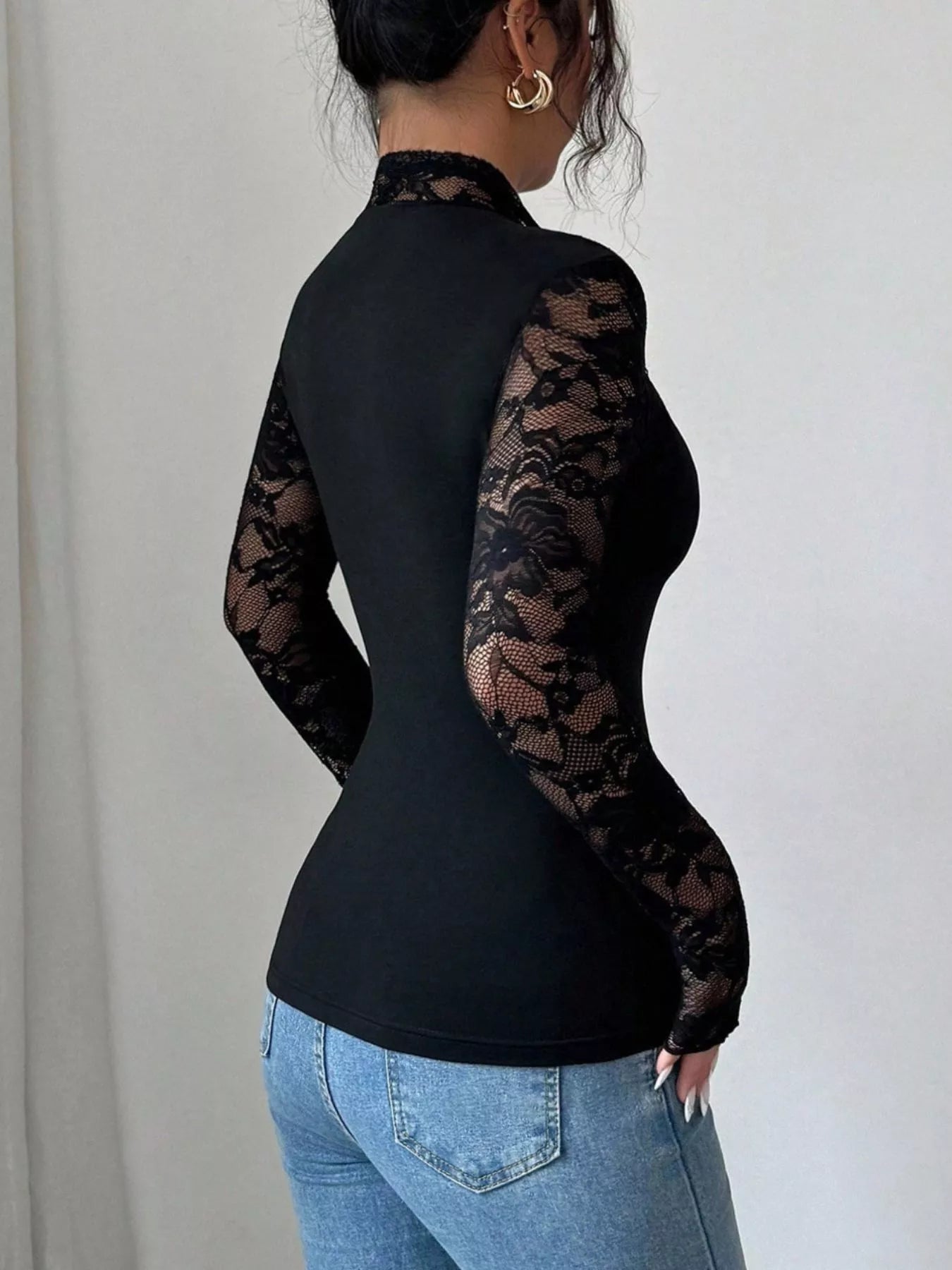 Lace Sleeve Long Sleeve T-Shirt Secondary image