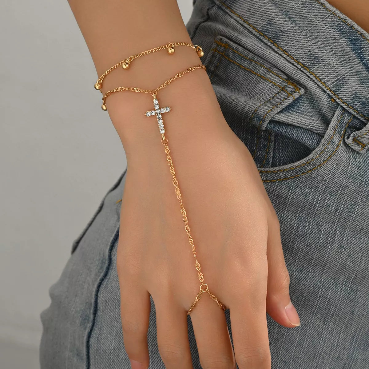 Gold Plated Chain Cross Bracelet Secondary image