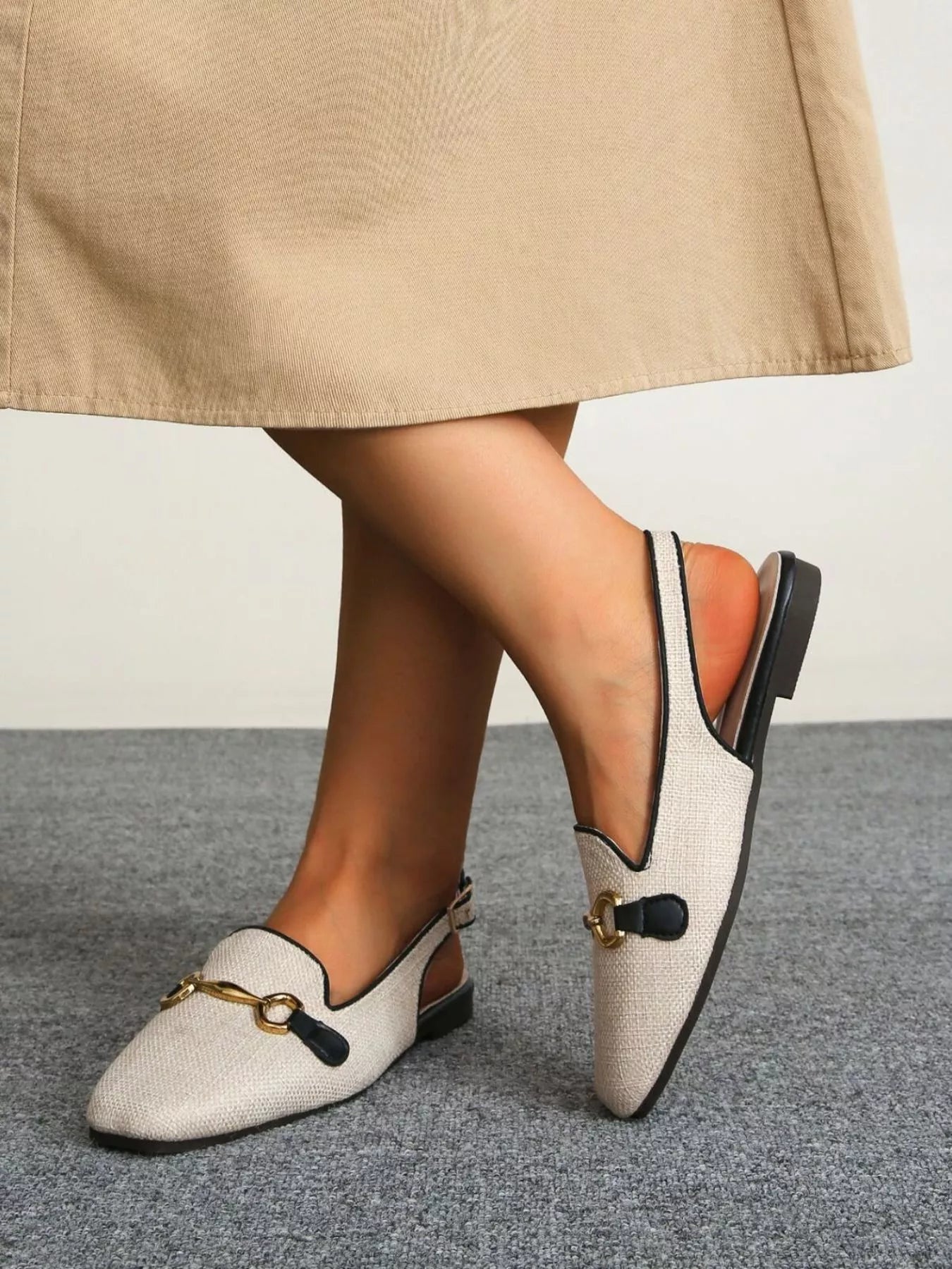 Round Toe Slingback Sandals with Low Heel Secondary image