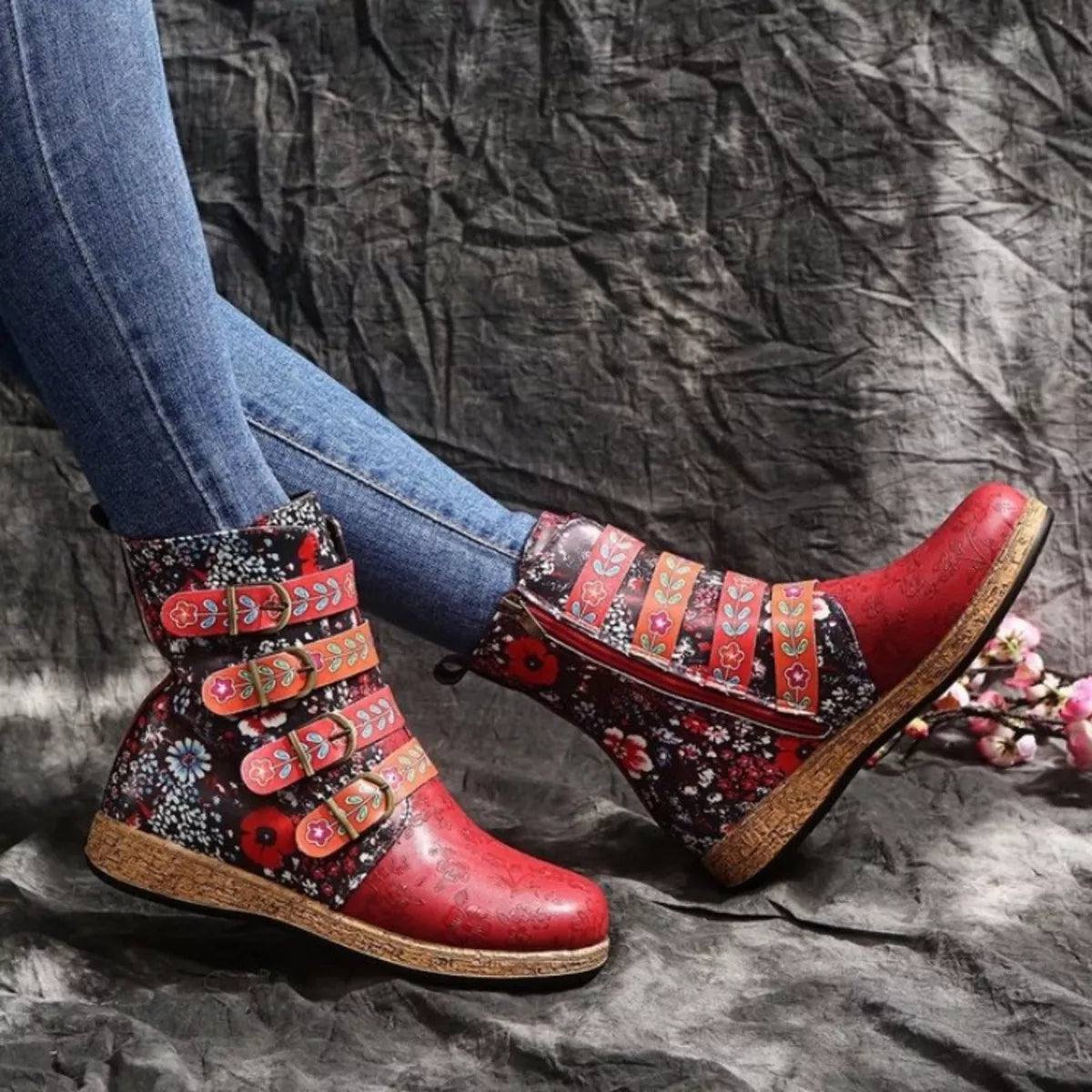 Embroidered Round Toe Boots Secondary image