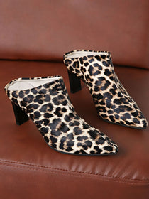 Vegan Leather Leopard Point Toe Pumps
