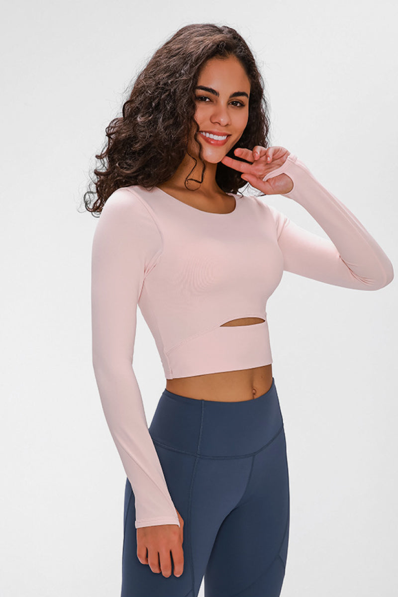 Long Sleeve Cropped Top With Sports Strap Main image