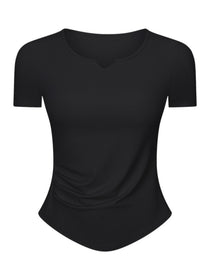 Notched Short Sleeve Active T-Shirt