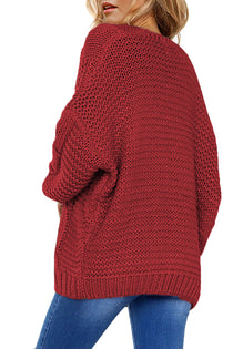 Cable-Knit Open Front Cardigan