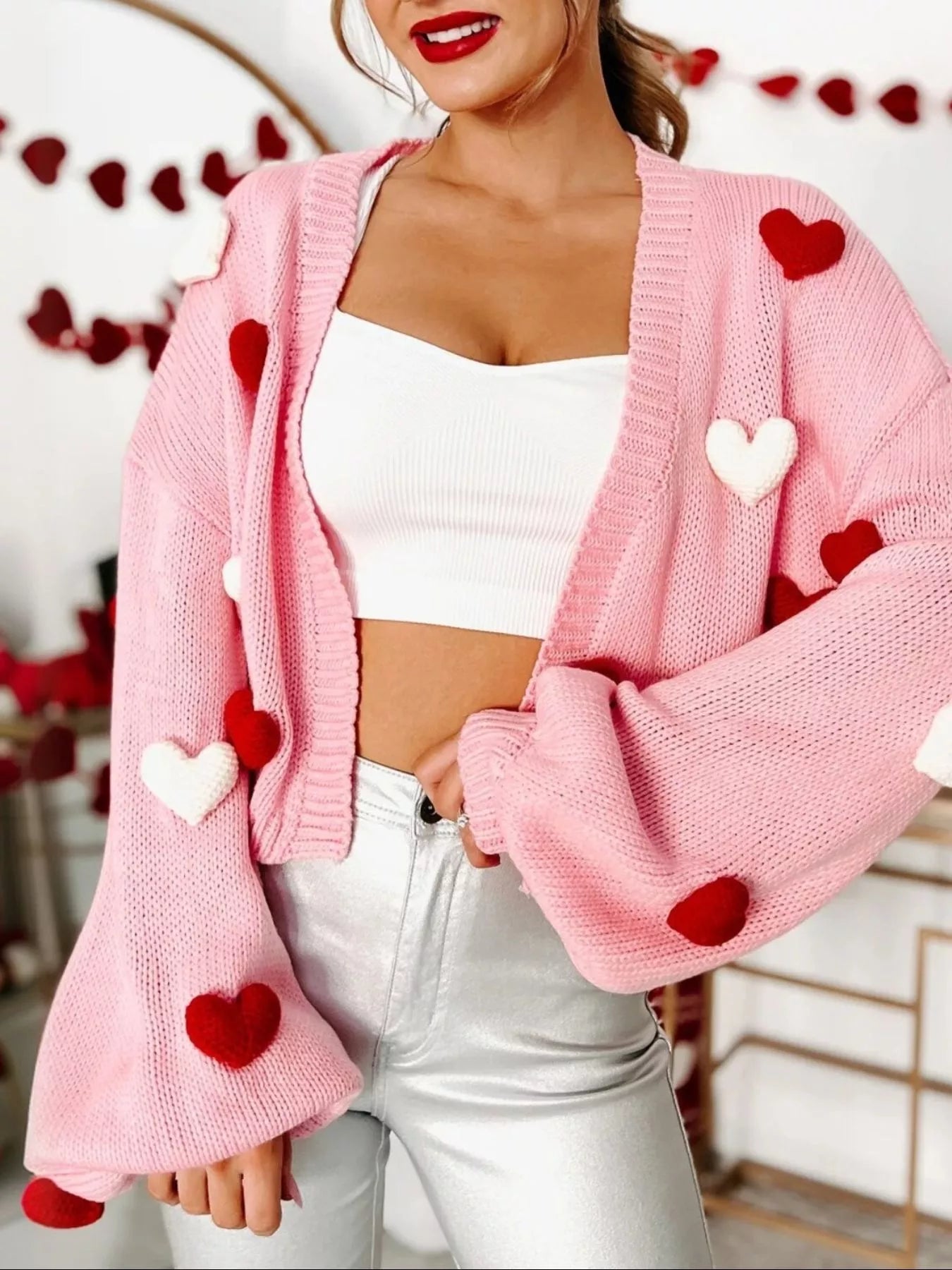 Heart Open Front Cardigan Secondary image