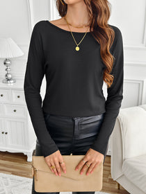 Long Sleeve Tee with Butterfly Back Lace Detail
