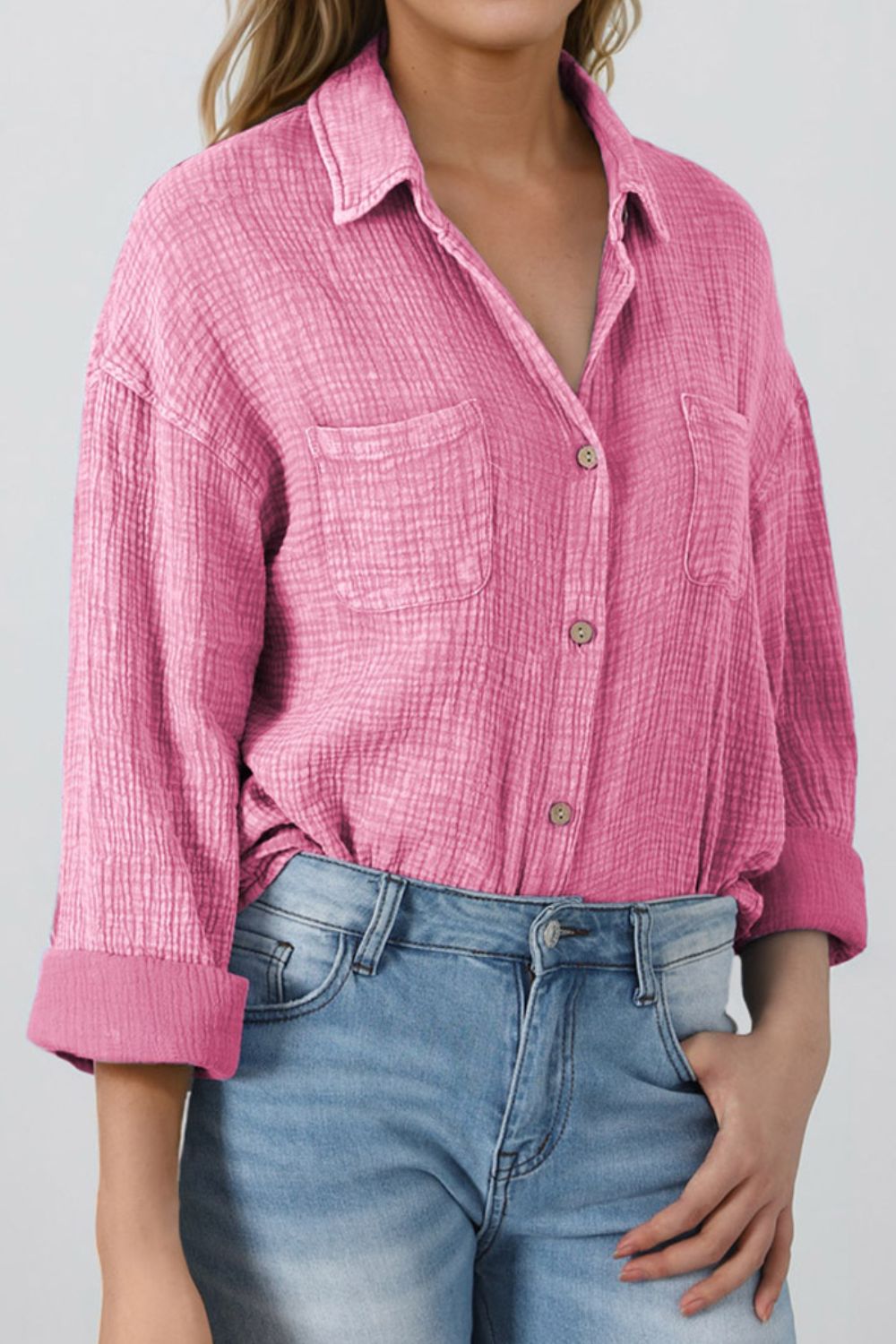 Button Down Collared Neck Long Sleeve Shirt Secondary image